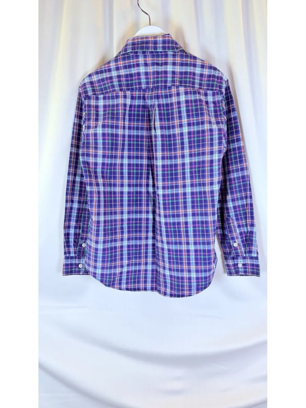 Ralph Lauren Shirt Boys Blue Pink Plaid Long Sleeve Button Up Casual Sz 7 Preppy